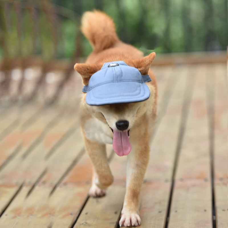 NNEDSZ Size L Dark Blue Adjustable Pet Baseball Cap for Cats and Dogs - Cute Sun Protection Hat for Outdoor Adventures