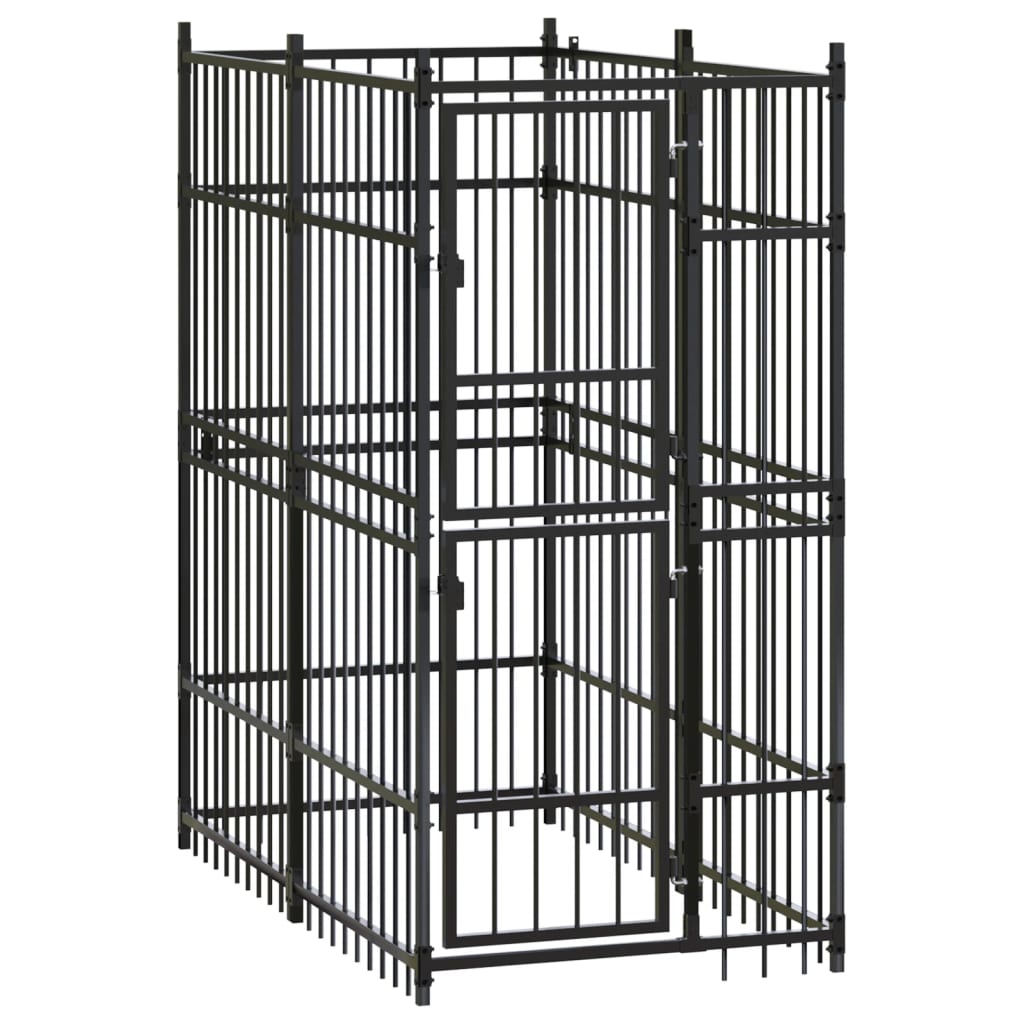 NNEVL Outdoor Dog Kennel Steel 1.84 m²