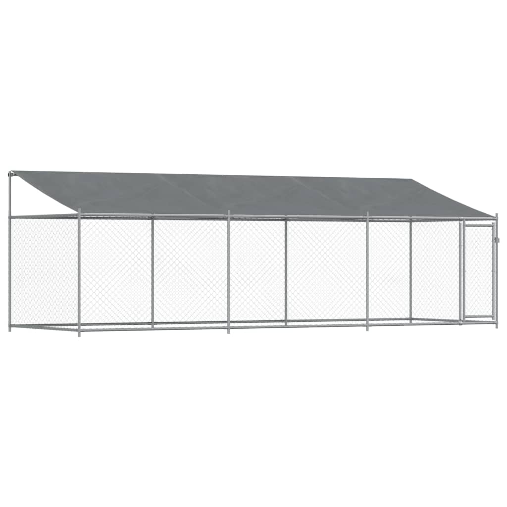 NNEVL Dog Cage with Roof and Door Grey 6x2x2 m Galvanised Steel