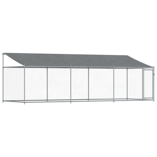 NNEVL Dog Cage with Roof and Door Grey 6x2x2 m Galvanised Steel
