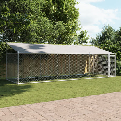 NNEVL Dog Cage with Roof and Door Grey 6x2x2 m Galvanised Steel