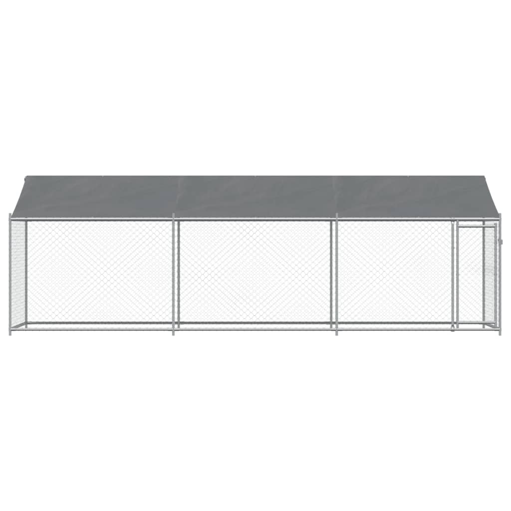 NNEVL Dog Cage with Roof and Door Grey 6x2x2 m Galvanised Steel
