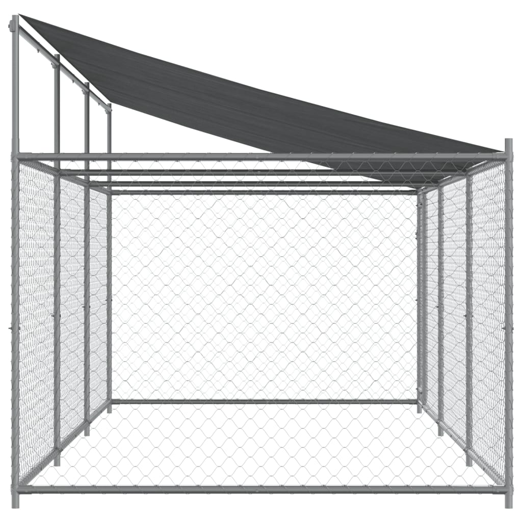 NNEVL Dog Cage with Roof and Door Grey 6x2x2 m Galvanised Steel