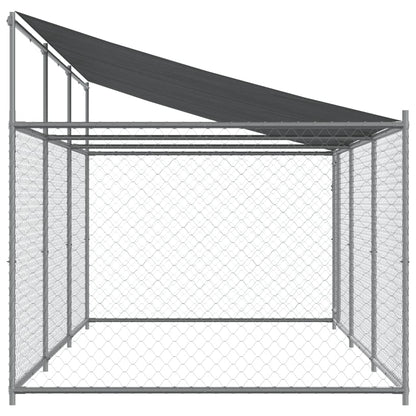 NNEVL Dog Cage with Roof and Door Grey 6x2x2 m Galvanised Steel
