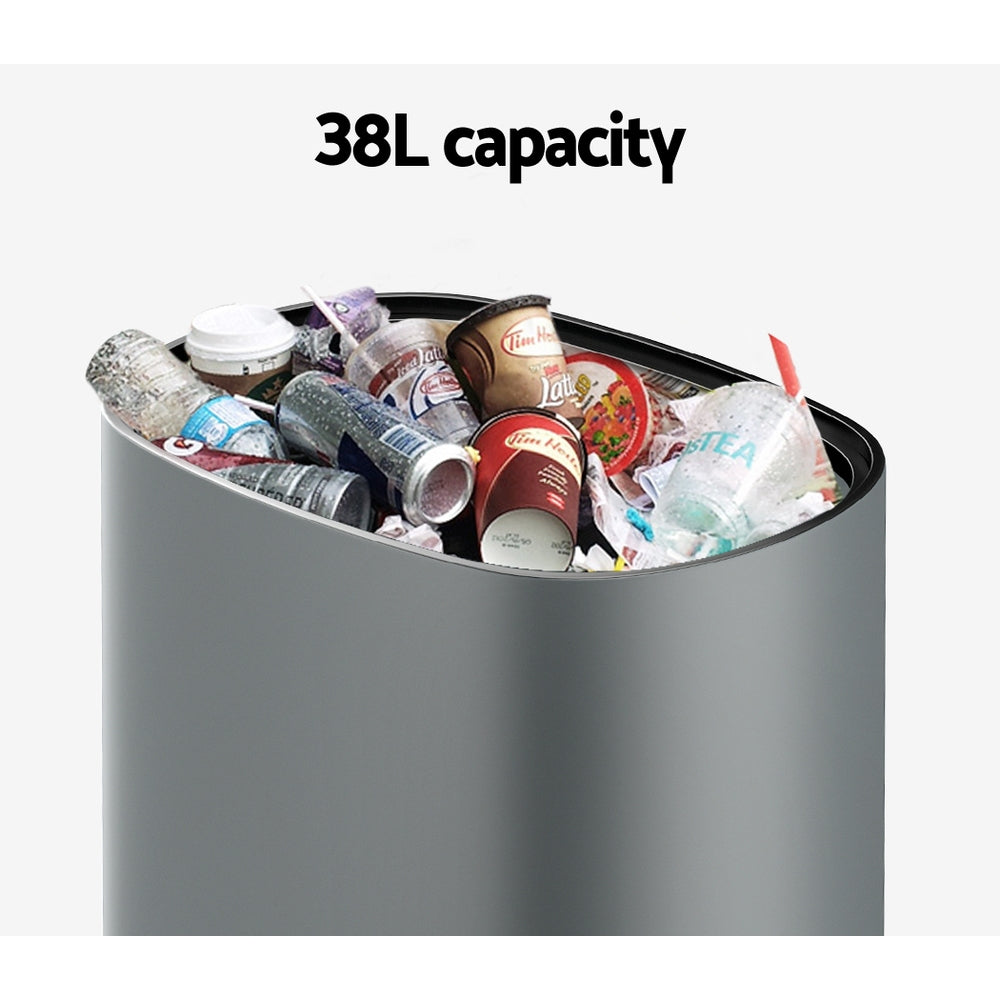 NNEDSZ 38L Motion Sensor Bin Rubbish Automatic Grey