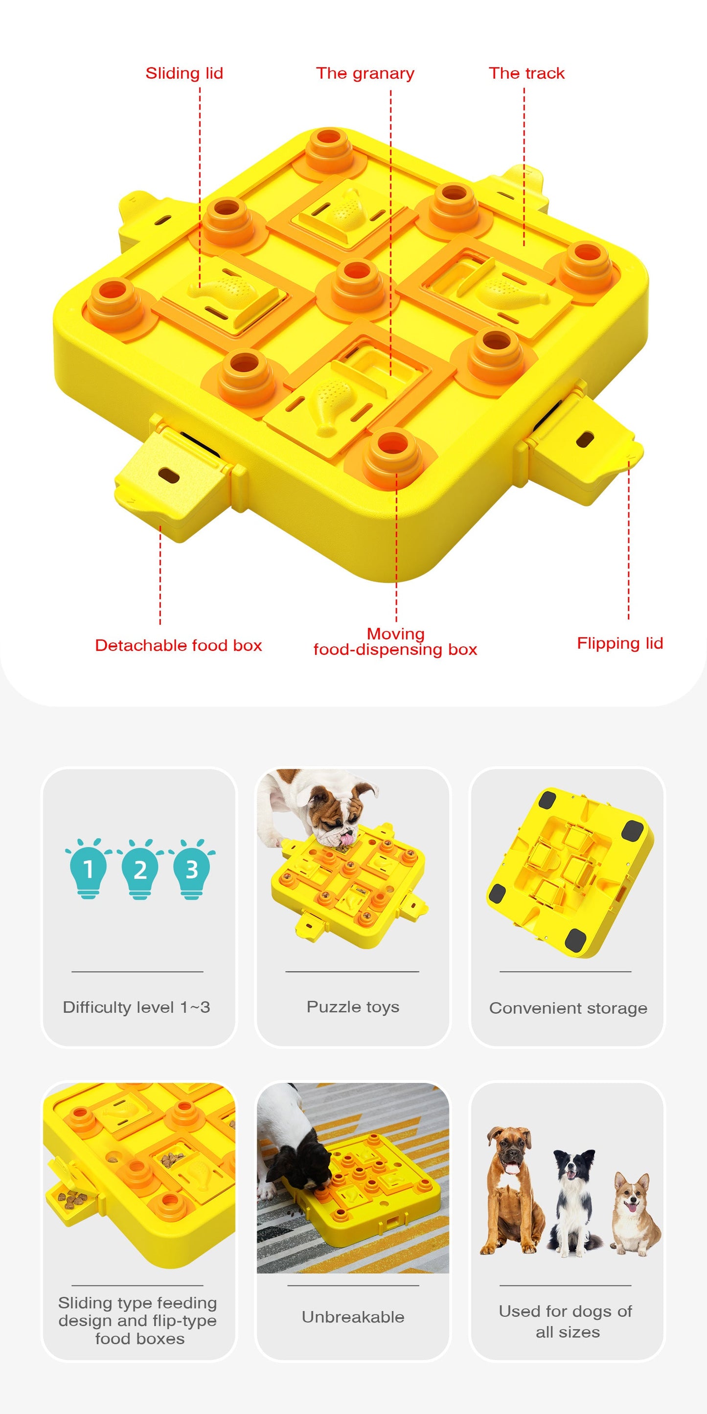 NNEDSZ Blue Interactive Slow Feeder Puzzle Toy for Dogs - Durable Pet Food Dispenser Bowl