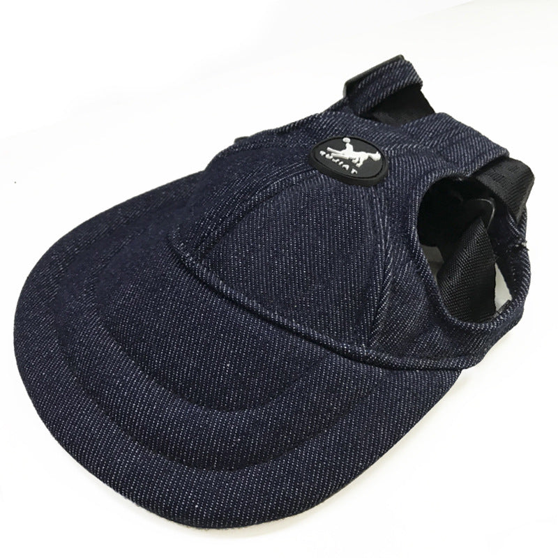 NNEDSZ Size L Dark Blue Adjustable Pet Baseball Cap for Cats and Dogs - Cute Sun Protection Hat for Outdoor Adventures
