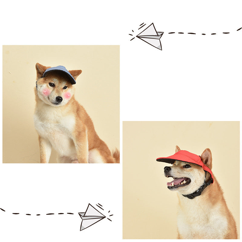 NNEDSZ Size L Dark Blue Adjustable Pet Baseball Cap for Cats and Dogs - Cute Sun Protection Hat for Outdoor Adventures