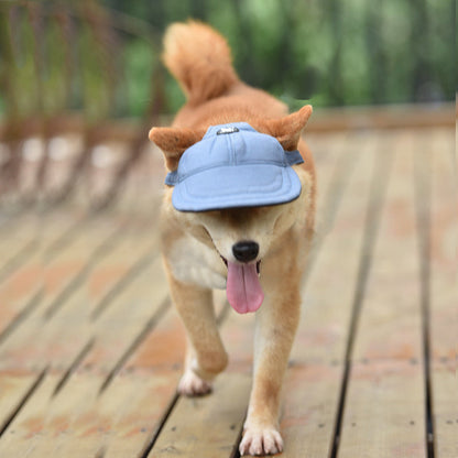 NNEDSZ Size L Dark Blue Adjustable Pet Baseball Cap for Cats and Dogs - Cute Sun Protection Hat for Outdoor Adventures