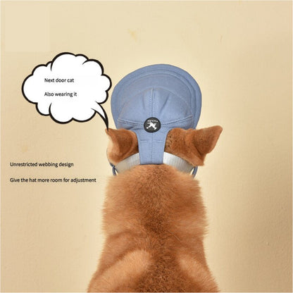 NNEDSZ Size L Dark Blue Adjustable Pet Baseball Cap for Cats and Dogs - Cute Sun Protection Hat for Outdoor Adventures